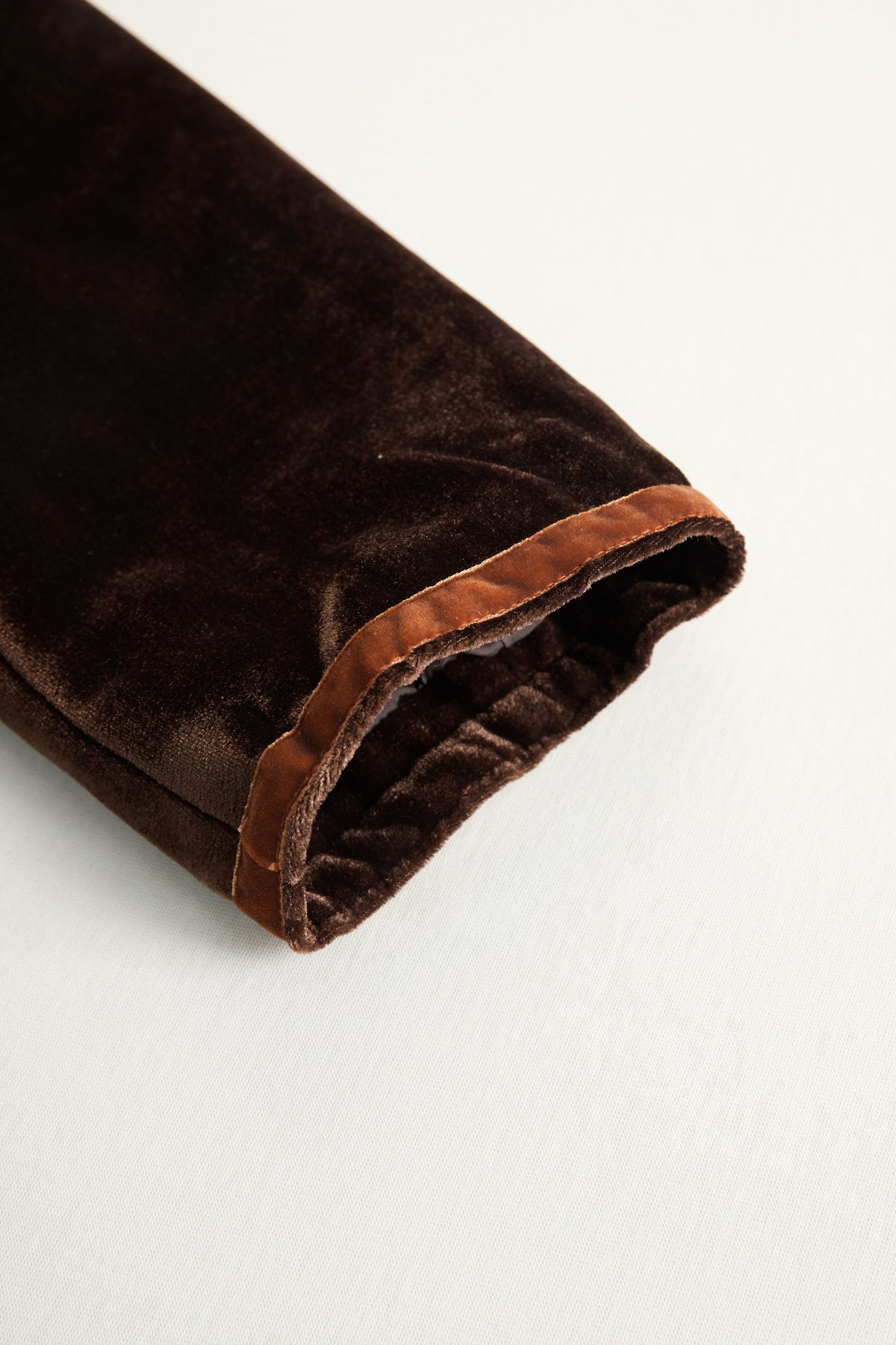 Brown Velvet Colour-Block Lapel Coat with Pockets