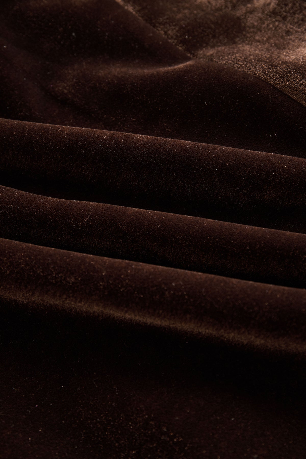 Brown Velvet Colour-Block Lapel Coat with Pockets