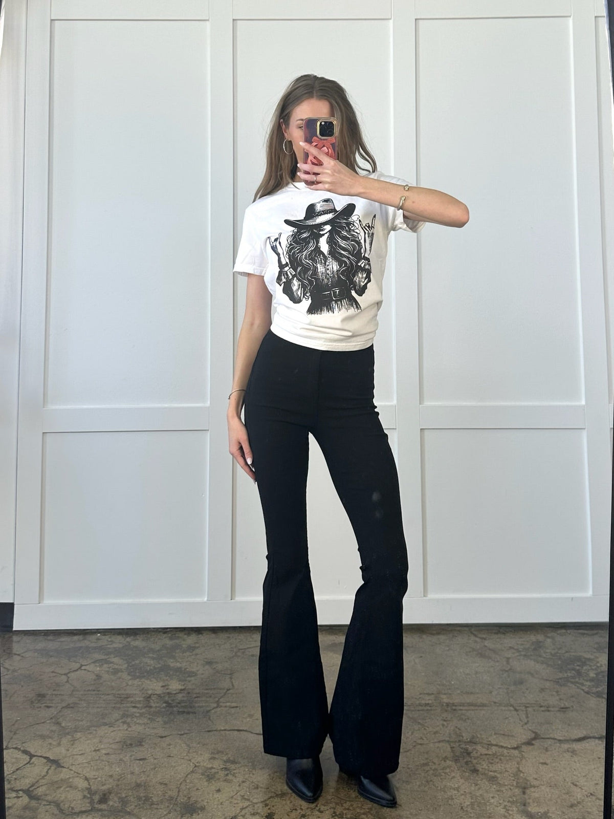 Fiona High Waisted Bell Bottom Flare Jeans - Black