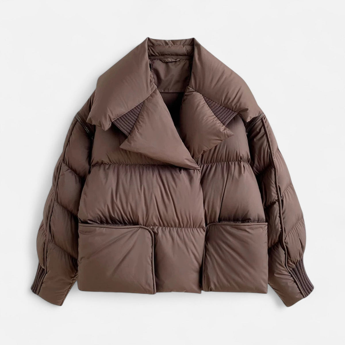 Women's Down Puffer Jacket with Oversized Collar