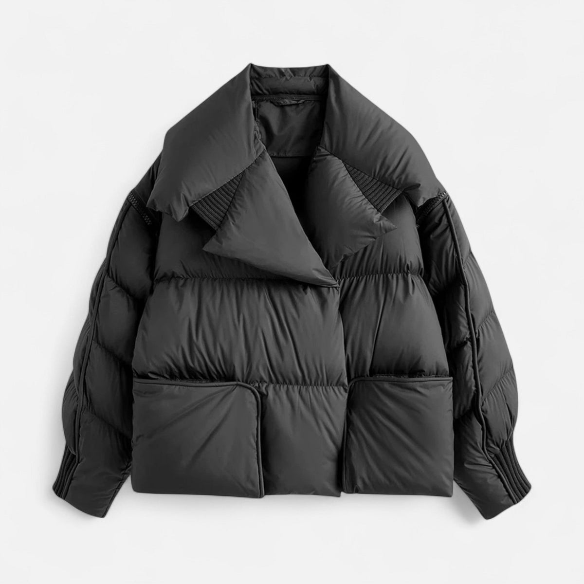 Women's Down Puffer Jacket with Oversized Collar