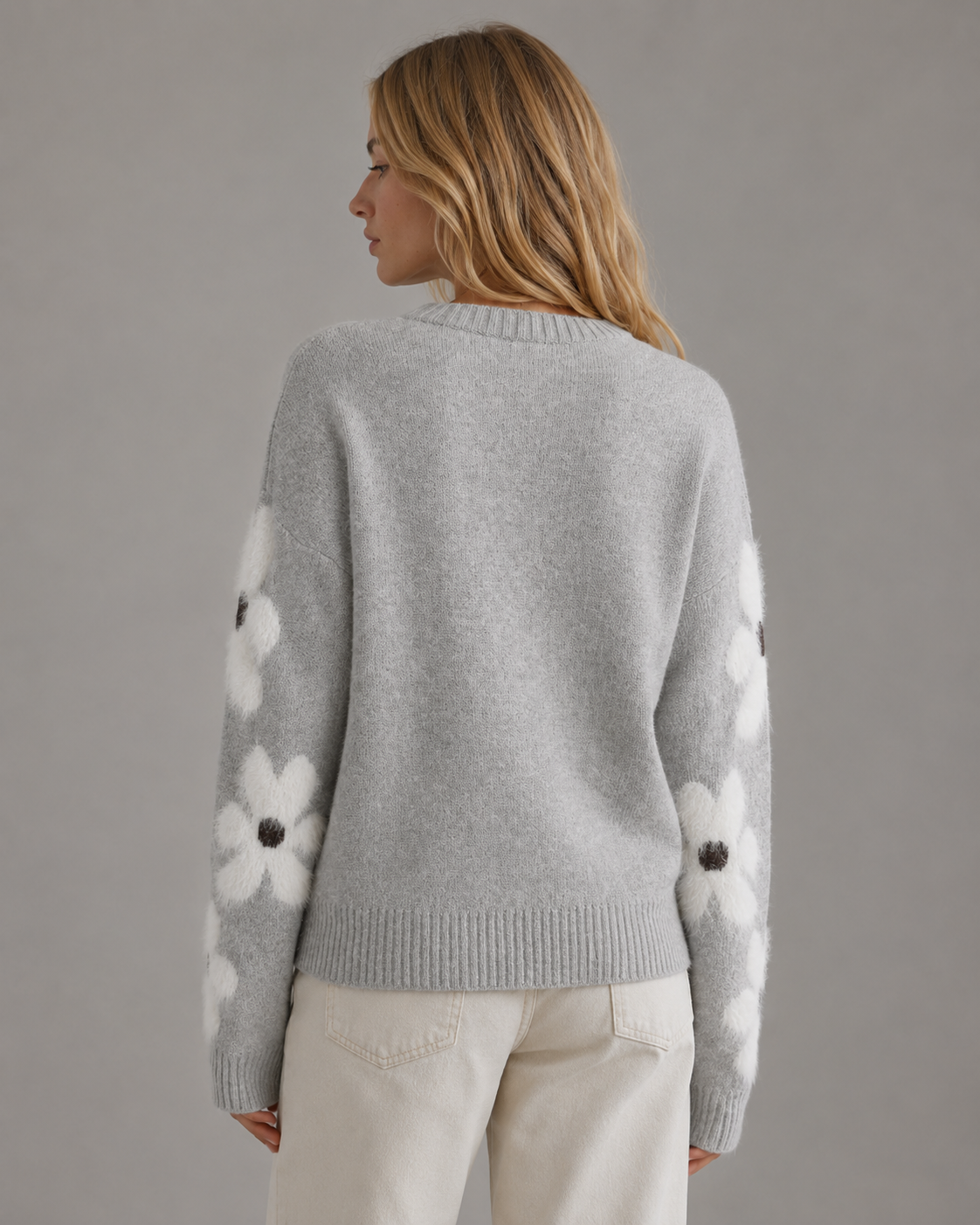Greta | Floral Sleeve Knit Sweater